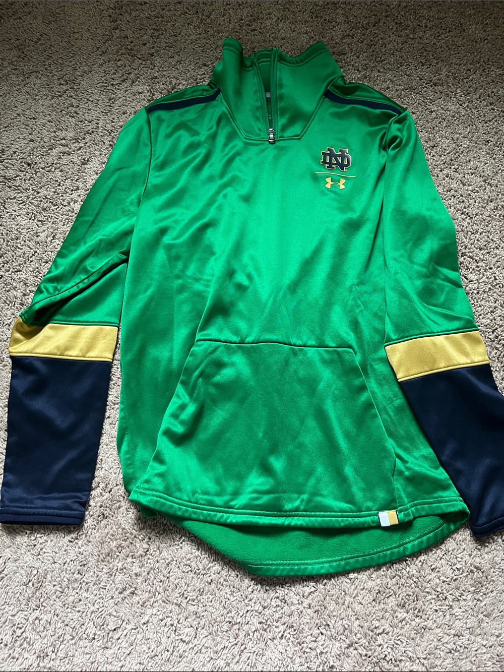 Under Armour Green & Navy Notre Dame Quarter-Zip Pullover